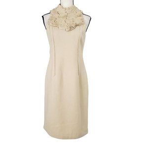 𝅺ROBERT RODRIGUEZ WOOL BLEND SLEEVELESS SHEATH DRESS